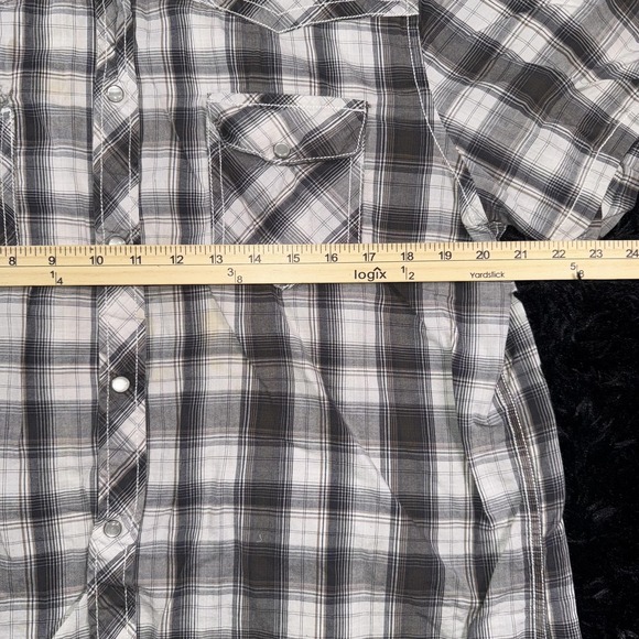 Helix Shirt Mens Extra Large Gray White Plaid Pearl Snap Western Short Sleeve - Picture 5 of 7